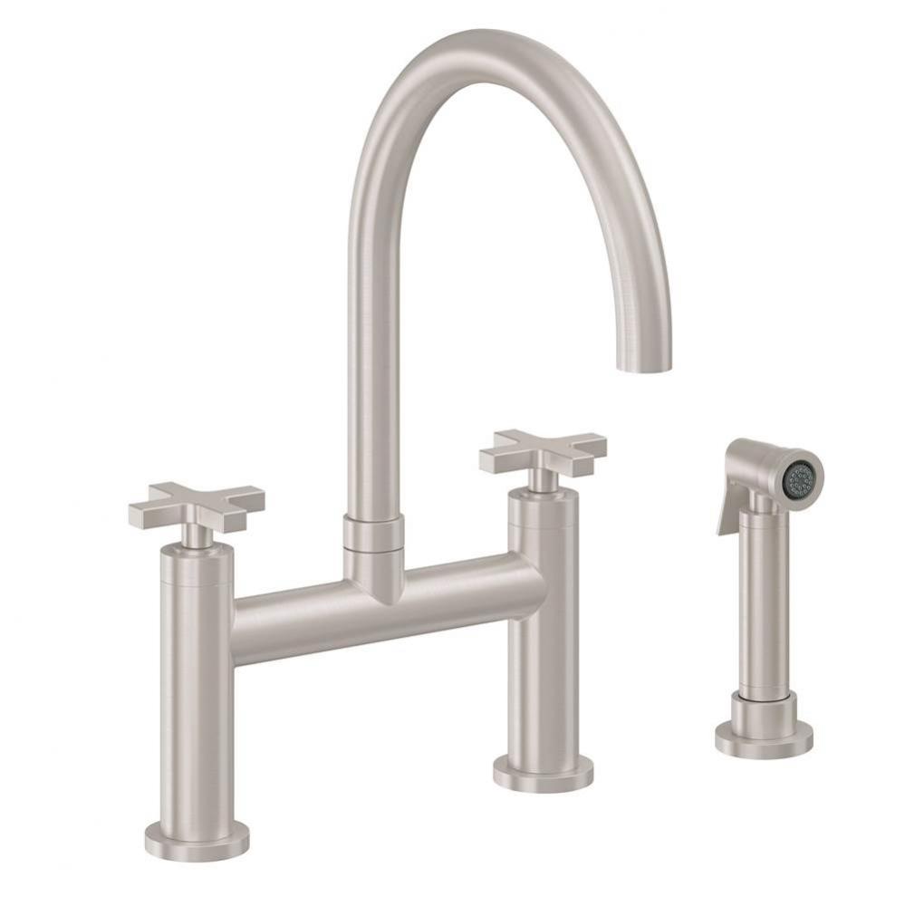 Bridge Kitchen Faucet with Sidespray - Arc Spout