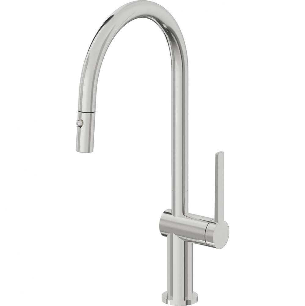 Pull-Down Kitchen Faucet with Button Sprayer  - High Arc Spout