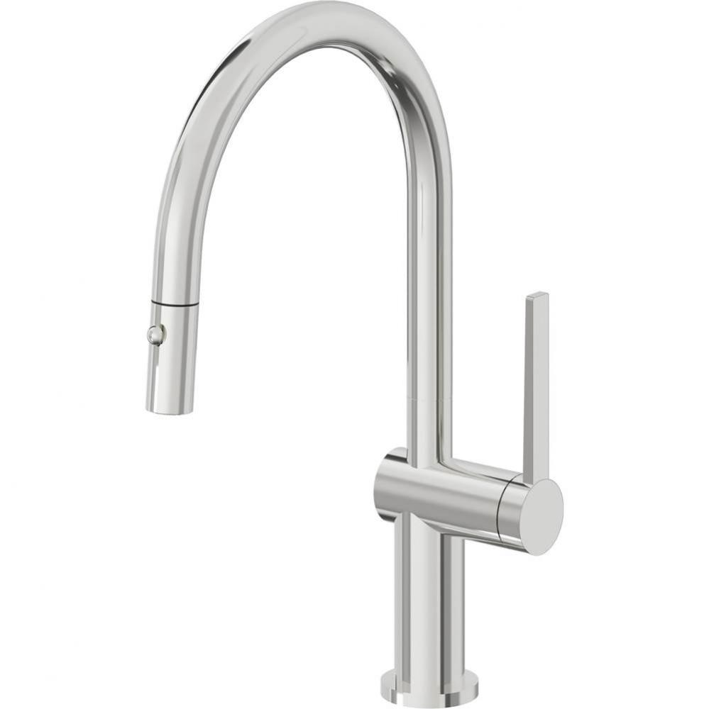 Pull-Down Kitchen Faucet with Button Sprayer  - Low Arc Spout