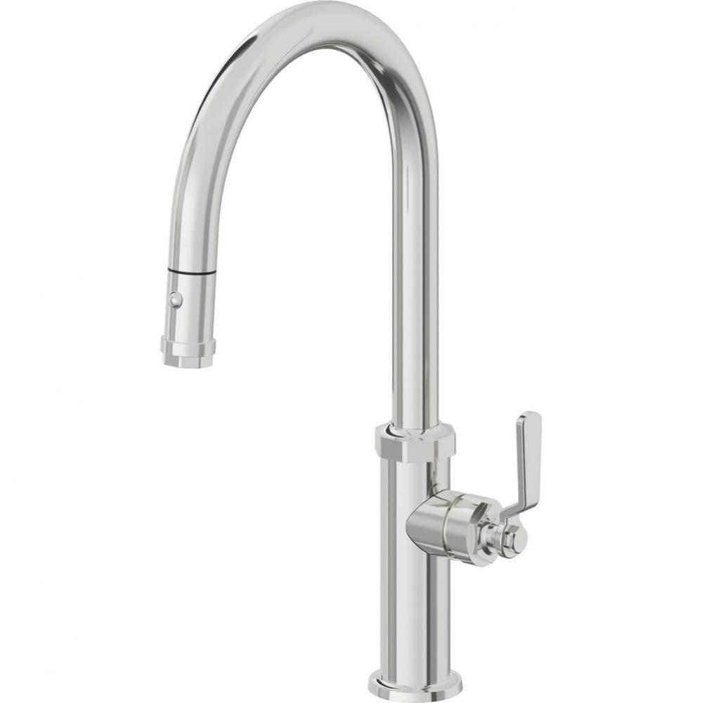 Pull-Down Kitchen Faucet with Button Sprayer  - High Arc Spout