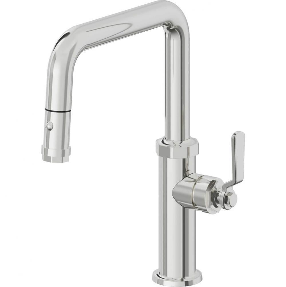 Pull-Down Kitchen Faucet with Button Sprayer  - Quad Spout
