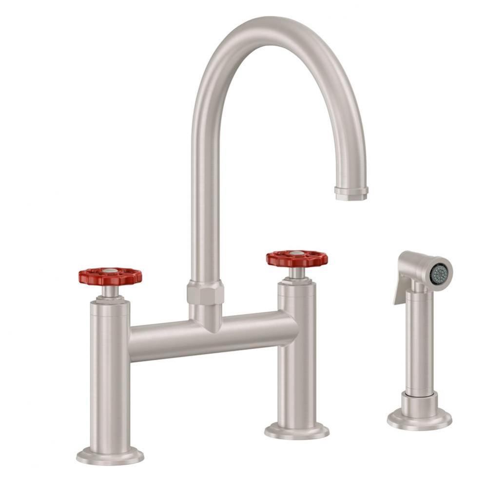 Bridge Kitchen Faucet with Sidespray - Arc Spout