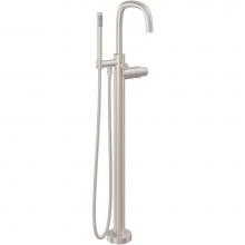 California Faucets 0811-H39H.18-PC - Contemporary Single Hole Floor Mount Tub Filler – Quad Arc Spout