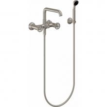 California Faucets 0906-80W.18-PC - Industrial Wall Mount Tub Filler - Low Quad Spout