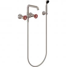 California Faucets 0906-80WR.18-PC - Industrial Wall Mount Tub Filler - Low Quad Spout