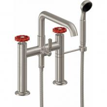 California Faucets 0908-80WR.20-PC - Industrial Deck Mount Tub Filler - Low Quad Spout
