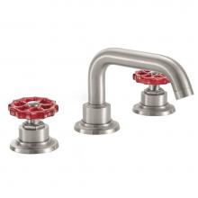 California Faucets 3102WR-PC - 8'' Widespread Lavatory Faucet - Red Wheel Handles
