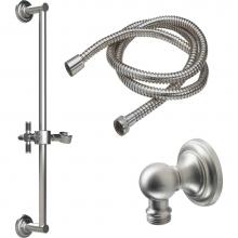 California Faucets 9127-30XF-PC - Slide Bar Handshower Kit - Carbon Fiber Cross Handle with Concave Base