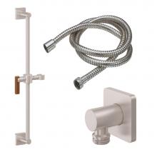 California Faucets 9127-37T-PC - Slide Bar Handshower Kit - Teak Lever Handle with Rounded Square Base