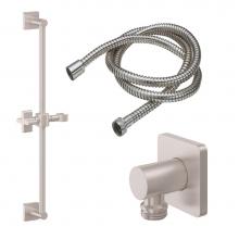 California Faucets 9127-37X-PC - Slide Bar Handshower Kit - Cross Handle with Rounded Square Base