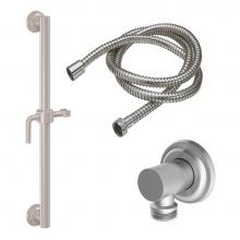 California Faucets 9127-GB24-30-PC - 24'' Grab Bar Handshower Kit - Smooth Lever Handle with Concave Base