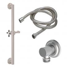 California Faucets 9127-GB30-30XF-PC - 30'' Grab Bar Handshower Kit - Carbon Fiber Cross Handle with Concave Base