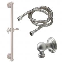 California Faucets 9129-GB30-61XD-PC - 30'' Grab Bar Handshower Kit - Cross Handle with Line Base