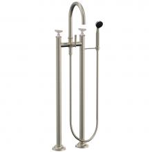 California Faucets 8608B-ETF.FR-PC - Floor Mount Tub Filler High Spout - Blade Handles