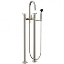 California Faucets 8608W-ETF.FR-PC - Floor Mount Tub Filler High Spout - Wheel Handles