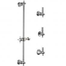 California Faucets SB-69-PC - Wall Mounted Slide Bar - Crystral Lever And Escutcheon