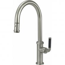 California Faucets K30-100-FL-PC - Pull-Down Kitchen Faucet with Button Sprayer  - High Arc Spout
