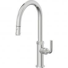California Faucets K30-100-KL-PC - Pull-Down Kitchen Faucet with Button Sprayer  - High Arc Spout