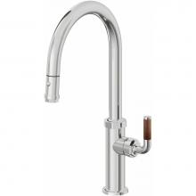 California Faucets K30-100-TL-PC - Pull-Down Kitchen Faucet with Button Sprayer - High Arc Spout