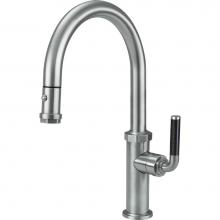 California Faucets K30-102-FL-PC - Pull-Down Kitchen Faucet with Button Sprayer  - Low Arc Spout