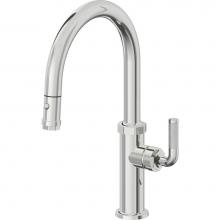 California Faucets K30-102-KL-PC - Pull-Down Kitchen Faucet with Button Sprayer  - Low Arc Spout