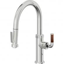 California Faucets K30-102SQ-TL-PC - Pull-Down Kitchen Faucet with Squeeze Sprayer - Low Arc Spout