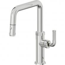 California Faucets K30-103-KL-PC - Pull-Down Kitchen Faucet with Button Sprayer  - Quad Spout
