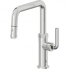California Faucets K30-103-SL-PC - Pull-Down Kitchen Faucet with Button Sprayer  - Quad Spout