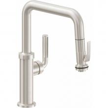 California Faucets K30-103-FL-PC - Pull-Down Kitchen Faucet with Button Sprayer  - Quad Spout