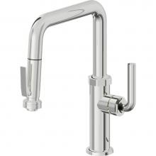 California Faucets K30-103SQ-SL-PC - Pull-Down Kitchen Faucet with Squeeze Sprayer  - Quad Spout
