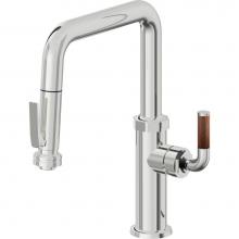 California Faucets K30-103SQ-TL-PC - Pull-Down Kitchen Faucet with Squeeze Sprayer - Quad Spout