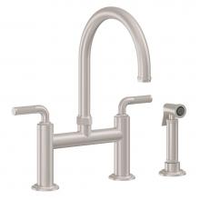California Faucets K30-120S-KL-PC - Bridge Kitchen Faucet with Sidespray - Arc Spout