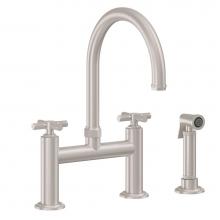 California Faucets K30-120S-KX-PC - Bridge Kitchen Faucet with Sidespray - Arc Spout