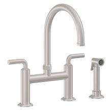 California Faucets K30-120S-SL-PC - Bridge Kitchen Faucet with Sidespray - Arc Spout