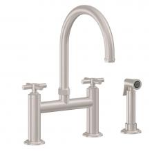 California Faucets K30-120S-SX-PC - Bridge Kitchen Faucet with Sidespray - Arc Spout