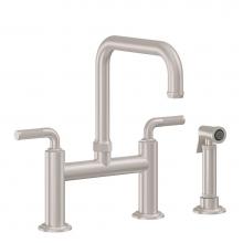 California Faucets K30-123S-KL-PC - Bridge Kitchen Faucet with Sidespray - Quad Spout