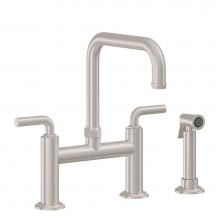 California Faucets K30-123S-SL-PC - Bridge Kitchen Faucet with Sidespray - Quad Spout