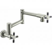 California Faucets K30-200-FX-PC - Pot Filler - Dual Handle Wall Mount - Industrial