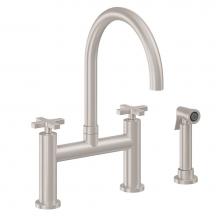 California Faucets K51-120S-45X-PC - Bridge Kitchen Faucet with Sidespray - Arc Spout