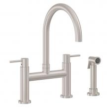 California Faucets K51-120S-52-PC - Bridge Kitchen Faucet with Sidespray - Arc Spout