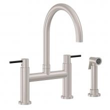 California Faucets K51-120S-52B-PC - Bridge Kitchen Faucet with Sidespray - Arc Spout