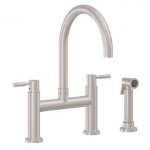 California Faucets K51-120S-62-PC - Bridge Kitchen Faucet with Sidespray - Arc Spout