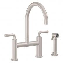 California Faucets K51-120S-74-PC - Bridge Kitchen Faucet with Sidespray - Arc Spout