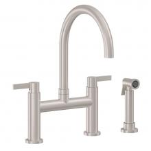 California Faucets K51-120S-E3-PC - Bridge Kitchen Faucet with Sidespray - Arc Spout