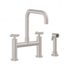 California Faucets K51-123S-65-PC - Bridge Kitchen Faucet with Sidespray - Quad Spout