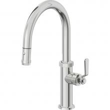 California Faucets K81-102-BL-PC - Pull-Down Kitchen Faucet with Button Sprayer  - Low Arc Spout