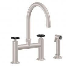 California Faucets K81-120S-BWH-PC - Bridge Kitchen Faucet with Sidespray - Arc Spout
