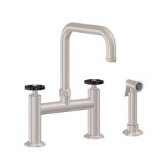 California Faucets K81-123S-BWH-PC - Bridge Kitchen Faucet with Sidespray - Quad Spout