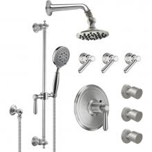 California Faucets KT08-33.18-PC - StyleTherm® 3/4'' Thermostatic Shower System with Body Spray, Handshower on Slide B