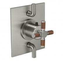 California Faucets TO-THF2L-30XT-PC - StyleTherm® Trim Only with Dual Volume Control - Teak Handle